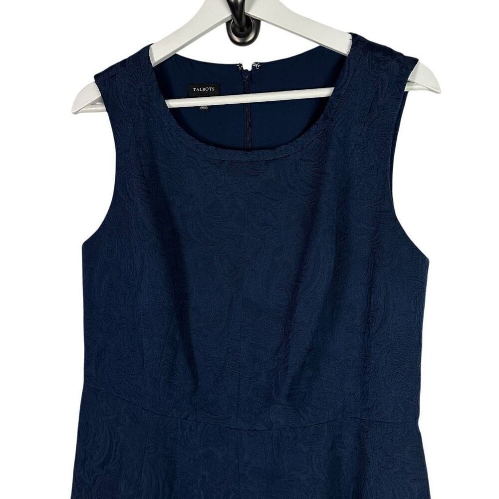 Talbots Navy Jacquard Textured Dress size 12 - Picture 3 of 5